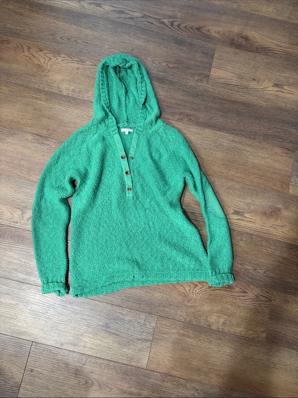 Old Navy Green Hooded Button Pullover Sweater